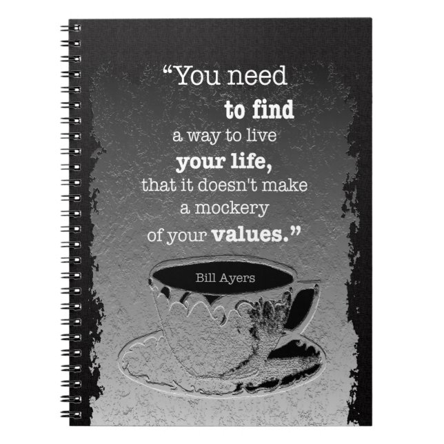 Life and Values, Illustrated Existentialism quote Notebook (Front)