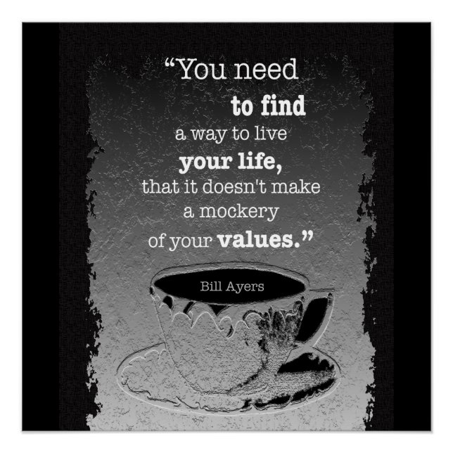 Life and Values, Illustrated Existentialism quote Poster (Front)