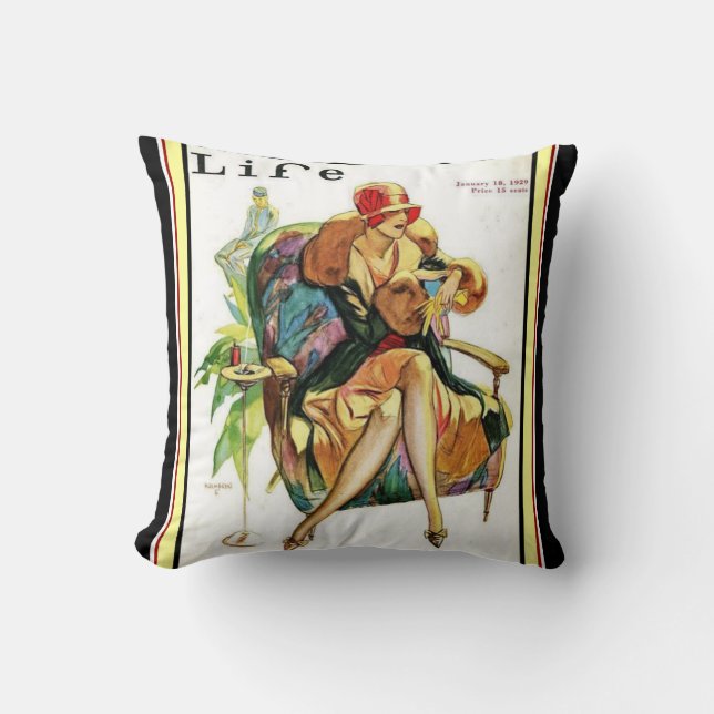 Life Art Deco Flapper Throw Pillow (Front)