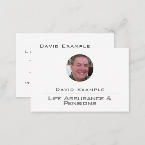 Life Assurance  Pensions with Photo of Holder Business Card