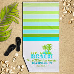 Life at the Beach Cool Blue/Green Beach Towel<br><div class="desc">Fun,  summery,  tropical beach theme design,  personalized</div>