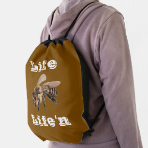 "Life B Life'n T-Shirt Drawstring Bag