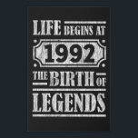 Life Begins 1992 The Birth Of Legend 30th Birthday Faux Canvas Print<br><div class="desc">Happy Birthday Design a great gift For anyone who's horoscope says difficult & Stubborn But totally worth perfect to pair with shorts,  leggings or jeans for a casual yet trendy look. Matching Birthday</div>