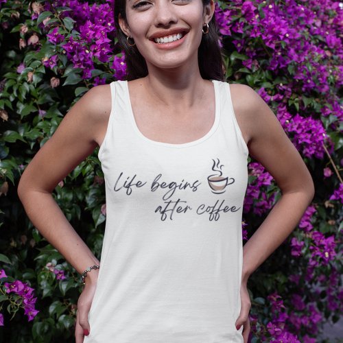 Life Begins After Coffee Barista Typographic Tank Top