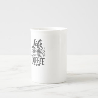 Life Begins After Coffee – Coffee Lover Quote Desi Bone China Mug