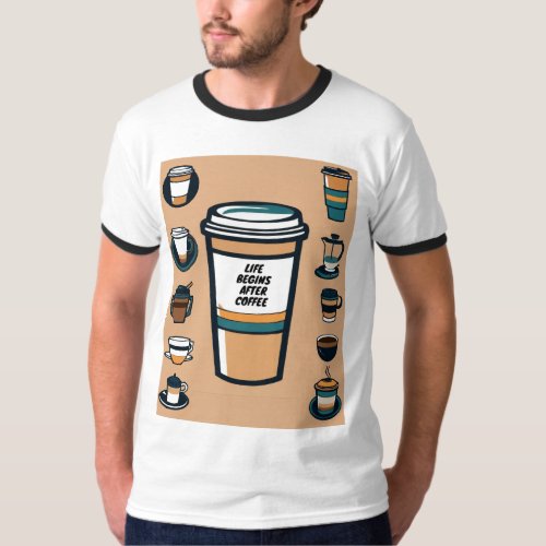 Life begins after coffee customized  T_Shirt