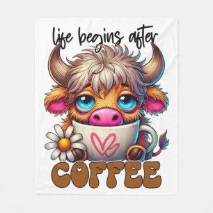 Life Begins After Coffee Fleece Blanket