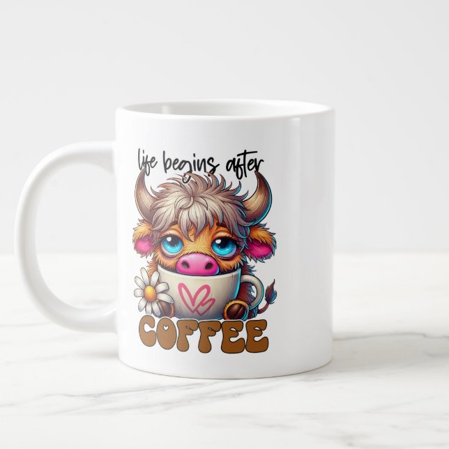 Life Begins After Coffee  Giant Coffee Mug (Left)