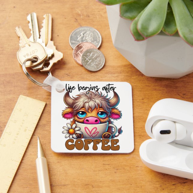 Life Begins After Coffee  Keychain (Desk)