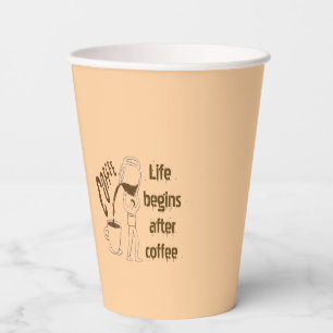 Life Begins After Coffee - Minimalist Brown Paper Cups