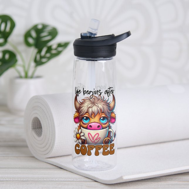 Life Begins After Coffee  Water Bottle (Yoga (Rotated))