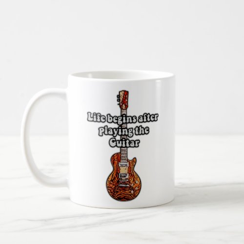 Life begins after playing the guitar retro colors coffee mug