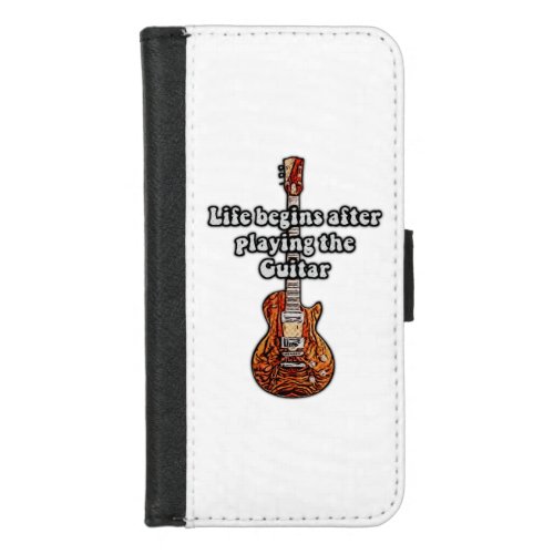 Life begins after playing the guitar retro colors iPhone 87 wallet case