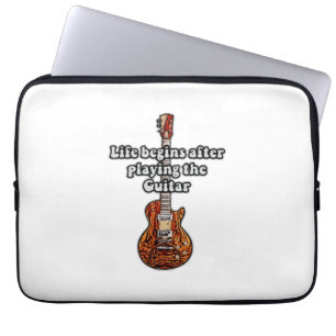 Life begins after playing the guitar. retro colors laptop sleeve