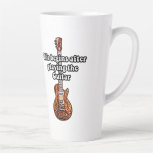 Life begins after playing the guitar. retro colors latte mug