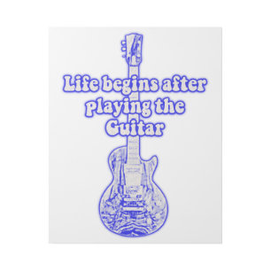 Life begins after playing the guitar. vintage blue gallery wrap