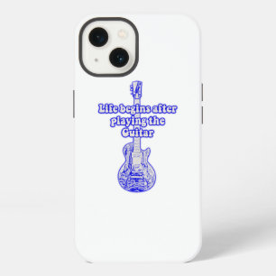 Life begins after playing the guitar. vintage blue iPhone 13 case