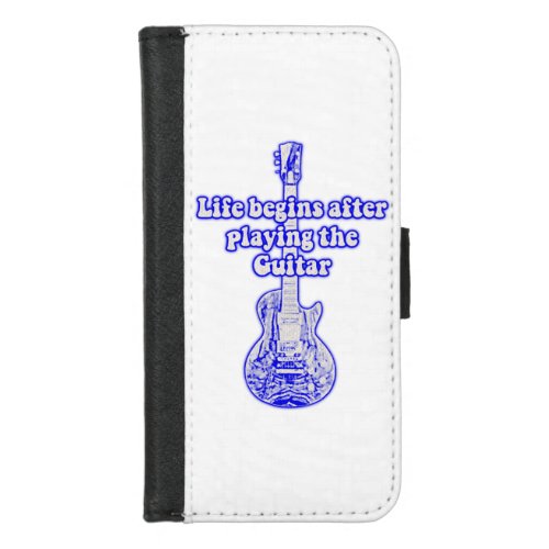 Life begins after playing the guitar vintage blue iPhone 87 wallet case