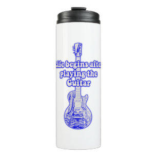 Life begins after playing the guitar. vintage blue thermal tumbler
