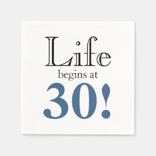 Life begins at 30 retro slate blue black graphic p napkins