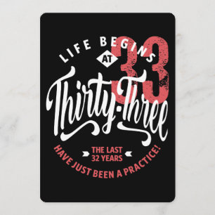 Life Begins at 33   33rd Birthday Card