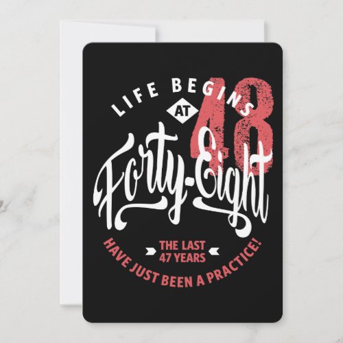 Life Begins at 48  48th Birthday Card