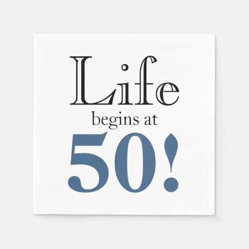 Life begins at 50 slate blue black cool retro pape napkins