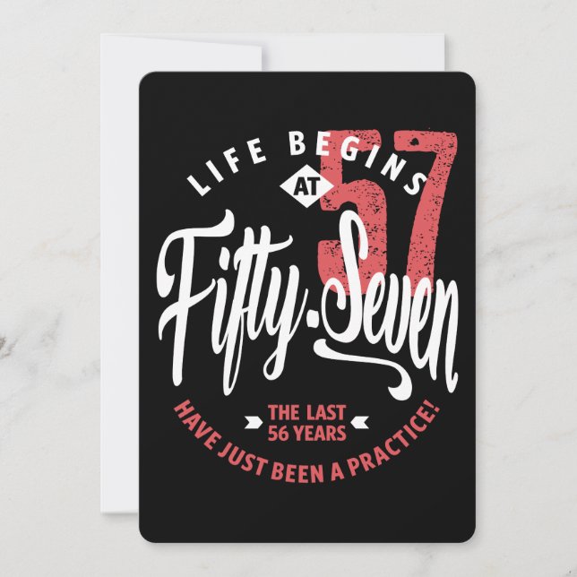 Life Begins at 57 | 57th Birthday Card (Front)