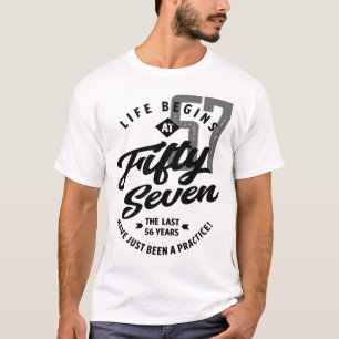 Life Begins At 57 Vintage Birthday Gift T-Shirt