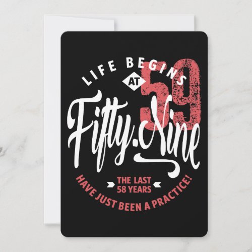 Life Begins at 59  59th Birthday Card