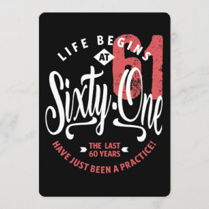 Life Begins at 61 61st Birthday Invitation