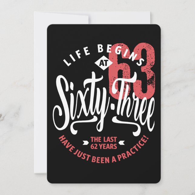 Life Begins at 63 | 63rd Birthday Card (Front)