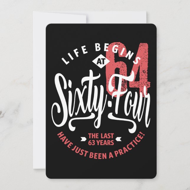 Life Begins at 64 | 64th Birthday Card (Front)