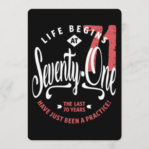 Life Begins at 71 71st Birthday Invitation