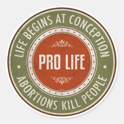 Life Begins At Conception Classic Round Sticker