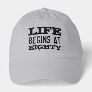 Life begins at eighty fun 80th Birthday party cap