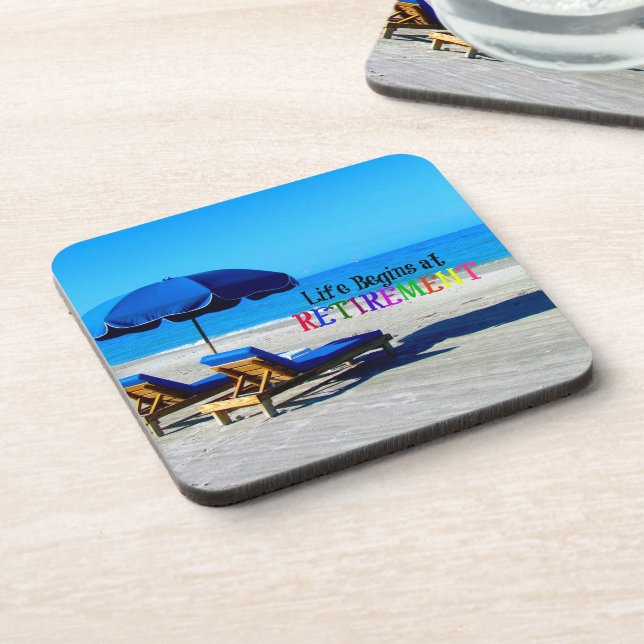 Life Begins at Retirement Beverage Coaster (Left Side)