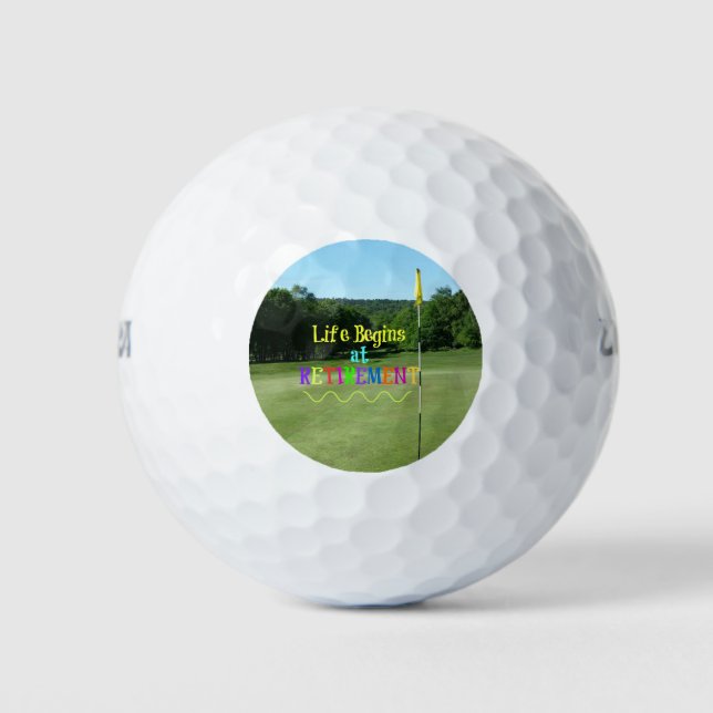 Life Begins at Retirement--Playing Golf Golf Balls (Front)