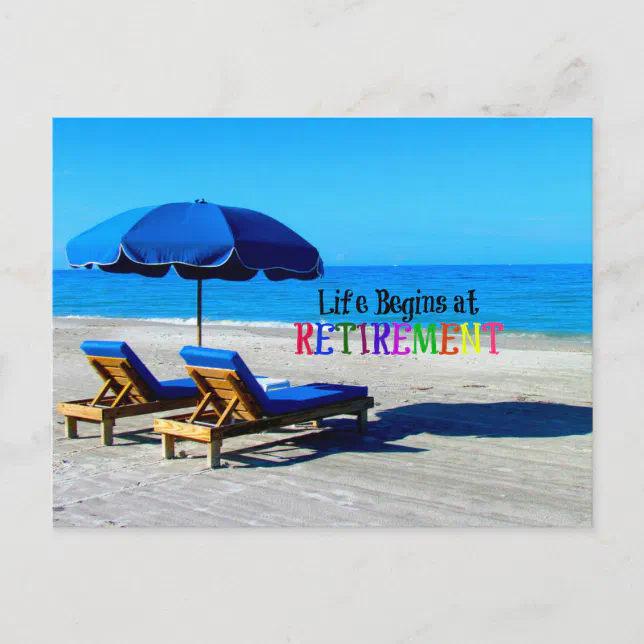 Life Begins At Retirement, Relaxing At The Beach Postcard 