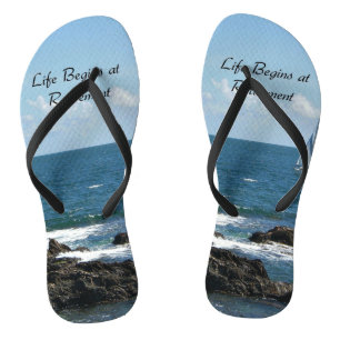 Life Begins at Retirement, Sailing the Ocean Blue Flip Flops