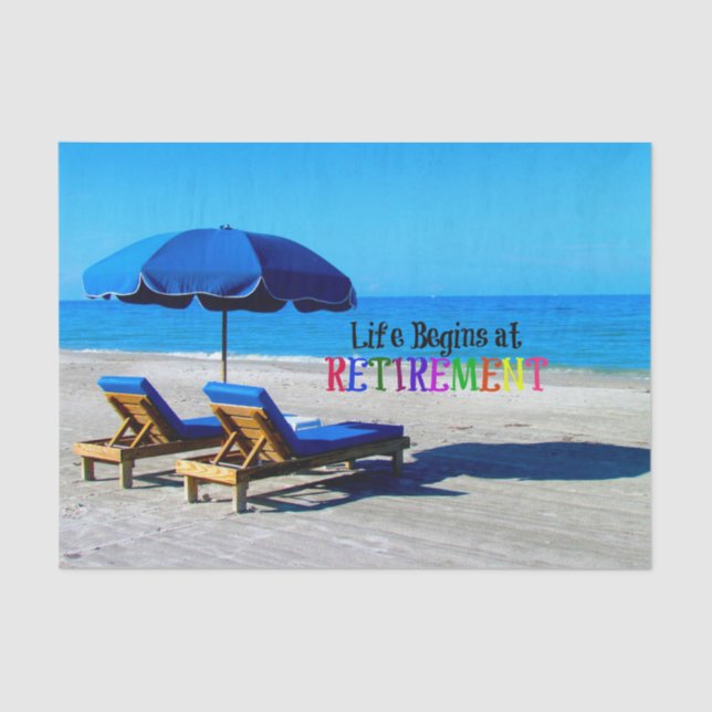 Life Begins at Retirement Tissue Paper (Front)