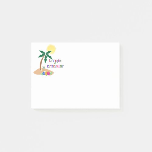 Life Begins at Retirement Tropical Beach Post_it Notes
