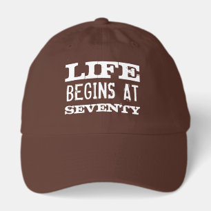 Life begins at seventy fun 70th Birthday party cap