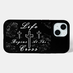 Life begins at the cross iPhone 15 case