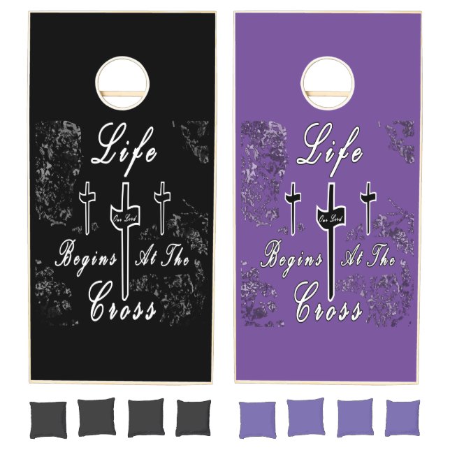 Life begins at the cross  cornhole set (Set)