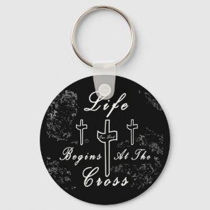Life begins at the cross keychain