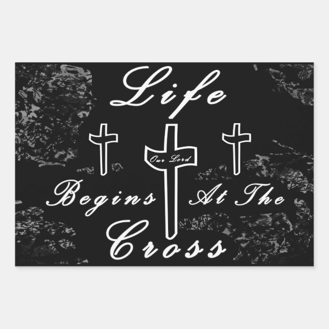Life begins at the cross  wrapping paper sheets (Front)