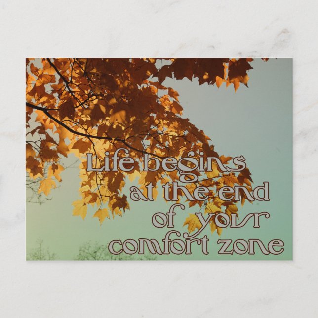 Life begins at the end of your comfort zone postcard (Front)