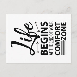 Life begins at the end of your comfort zone Spruch Postcard