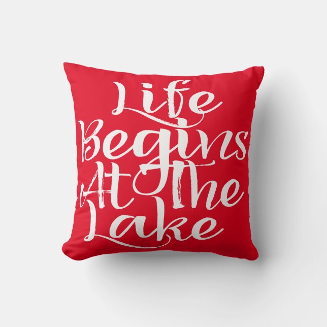 Life Begins At The Lake Throw Pillow (Front)